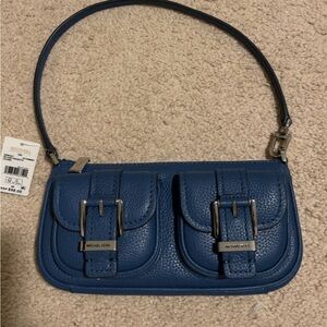 Michael Kors Navy Shoulder Bag with Buckle Detail